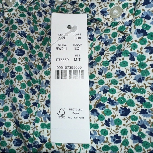 NWT J. Crew Tall Secret Wash Cotton Poplin Button Down Shirt Ellis Floral M T - Picture 6 of 7